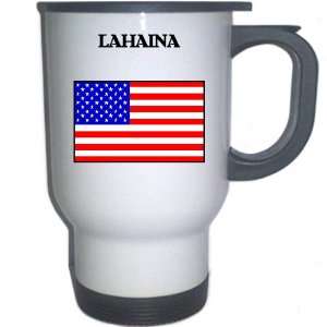  US Flag   Lahaina, Hawaii (HI) White Stainless Steel Mug 