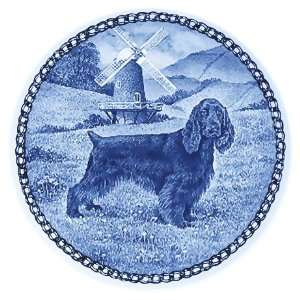  Field Spaniel: Danish Blue Porcelain Plate: Home & Kitchen