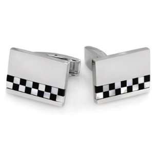  Legere TCL 005 Onyx and Mop Checks Stainless Cuff Links 