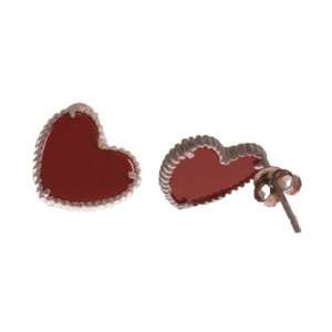  Silver Carnelian Heart Stud Earrings!: Kaylah Designs: Jewelry