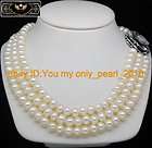 MP Natural 9 10mm AAA+ white pearl necklaces 60Long  
