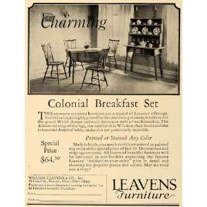 1926 Ad William Leavens Furniture Colonial Breakfast   Original Print 