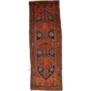 37 x 104 Red Persian Hand Knotted Wool Gharajeh Runner 