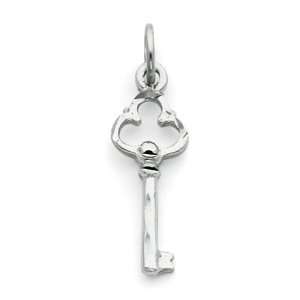    14k White Gold Solid Diamond Cut Key Charm: Shop4Silver: Jewelry