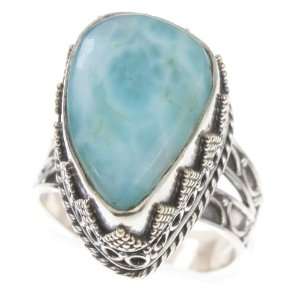   Sterling Silver CRAFTSMANSHIP LARIMAR Ring, Size 8.25, 10.35g Jewelry