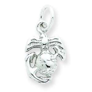    Sterling Silver Marine Corps Emblem Charm & 18 Chain: Jewelry