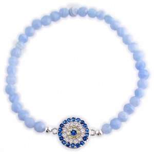 Blue Lace Agate Evil Eye Bracelet by Love & Lucky Jewelry
