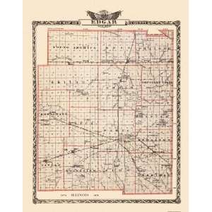  EDGAR COUNTY ILLINOIS (IL) LANDOWNER MAP 1876