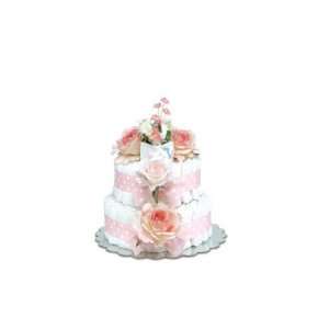    Pink Roses   Polka Dots   Small Baby Shower Diaper Cake: Baby