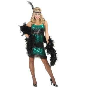   Womens Black And Jade Sequin Flapper Costume Size Medium Office