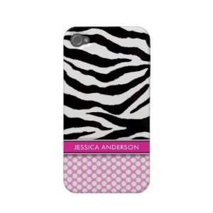  Pink Polka Dot Zebra Stripe iPhone 4 Case Mate Cell 