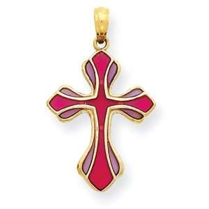  14k Pink And Purple Acrylic Cross Pendant Jewelry