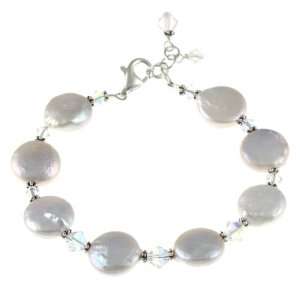  Charming Life Sterling Silver FW Coin Pearl and Crystal 