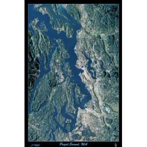  Puget Sound, Washington satellite map, poster, print from 