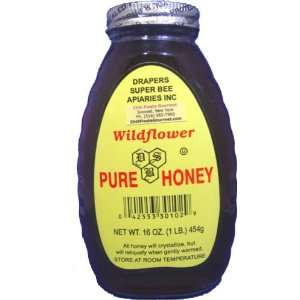 Drapers Super Bee Wildflower Honey in Glass Jar   1lb  