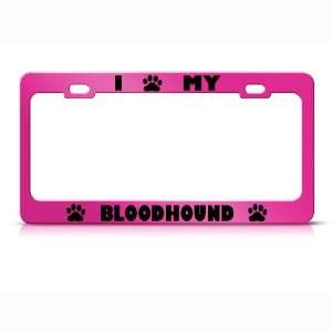 Bloodhound Dog Pink Animal Metal license plate frame Tag Holder