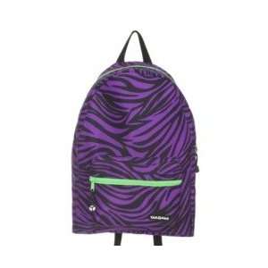 com Yak Pak Purple Zebra with Lime Pop Zipper Basic Student Backpack 