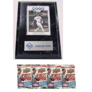 MLB Card Plaques   Tampa Bay Rays Carlos Pena with FREE 4 Packs of MLB 