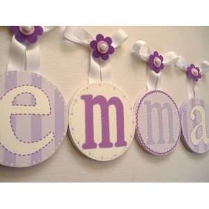  hand painted round wall letters   lavender splendor