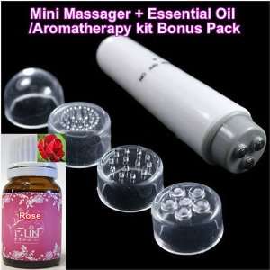 Mini Massager + Rose 100% Pure Essential Oil   Aromatherapy Kit Bonus 