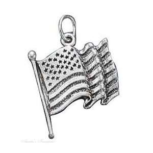  Sterling Silver Flag Of The United States Of America Charm 