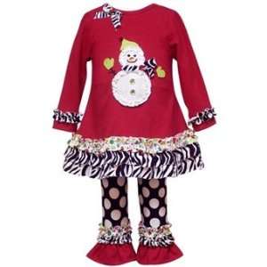  Red Knit SnowmanTop with Flare Pant Set (6 Month 