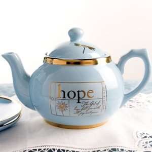  Hope, Joy, Peace Teapot with (2) Teacups and Saucers Bible Verse 