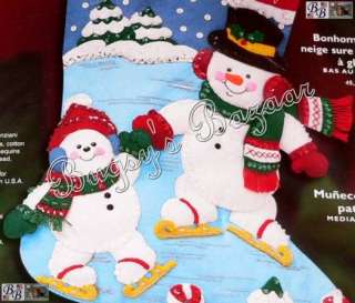   SNOWMAN SKATING Felt Christmas Stocking Kit OOP  Father & Son  