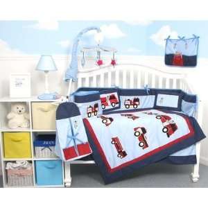 13 Piece Baby Fire Trucks Baby Crib Nursery Bedding Set:  