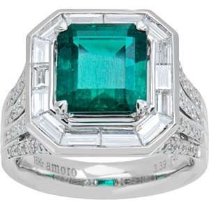   Colombian Emerald and Diamond Ring in 18kt white gold Amoro Jewelry