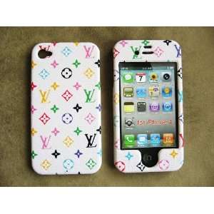 White Rainbow Front and Back Case Cover for iPhone 4 iPhone 4g Leather 