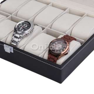 10 Grid PU Leather Watch Storage Box Display Case Jewelry Storage 