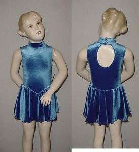 Blue Velvet Ice Skating Dress Dance Costume Child S New  