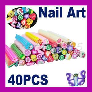 40 Nail Art Design Gel Tips Fruit Slice Rod Stick Canes  