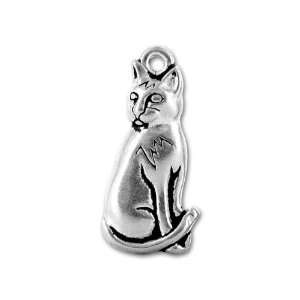  Antique Silver Sitting Cat Charm: Arts, Crafts & Sewing