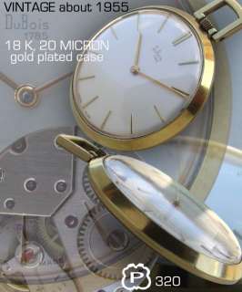 DU BOIS, VINTAGE 1955 1965s Pocket Watch, 18 K gold plated, Cal 