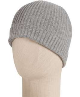 Portolano light grey cashmere rib knit beanie hat  BLUEFLY up to 70% 