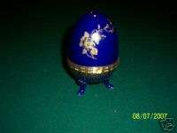 Trinket egg shaped porcelain jewelry box  