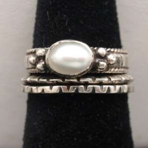 Ring Set with Baroque Pearl Vintage Sterling Silver  