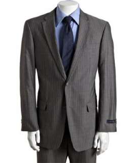 style #315041701 grey wool Nathan pearl stripe two button suit with 