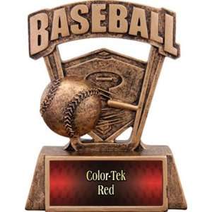Custom Baseball Resin Trophies RED COLOR TEK PLATE 6 RESIN TROPHY 