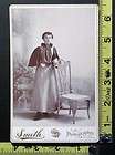 Antique Cabinet Photo Card of Young Woman Leaning on Wi