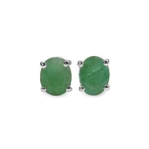    0.65 Carat Genuine Emerald Sterling Silver Stud Earrings: Jewelry