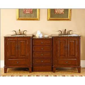   Silkroad Double Sink Cabinet w/Drawer Bank Granite Top: Home & Kitchen