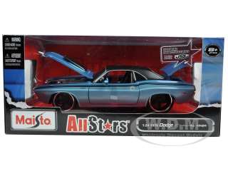   car model of 1970 dodge challenger r t coupe blue by maisto brand