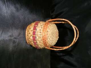 Small Old German Wicker Basket w/ 2 BIG Handles & Lid  