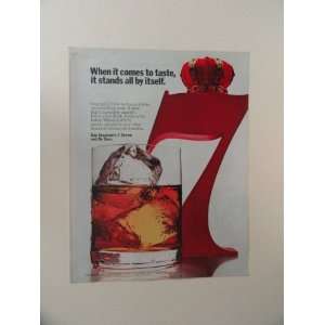   Crown whiskey, 1971 print ad (big red 7.) Orinigal Magazine Print Art