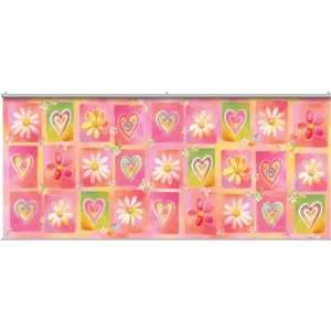   Hearts Daisies Flowers Pink Block Pattern Minute Mural: Home & Kitchen