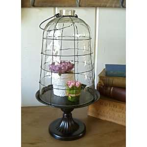  Glass and Wire Cloche on Stand   Medium