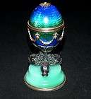 GOLD, SAPPHIRE & DIAMOND ENCRUSTED HAND CRAFTED RUSSIAN EGG BY MASTER 